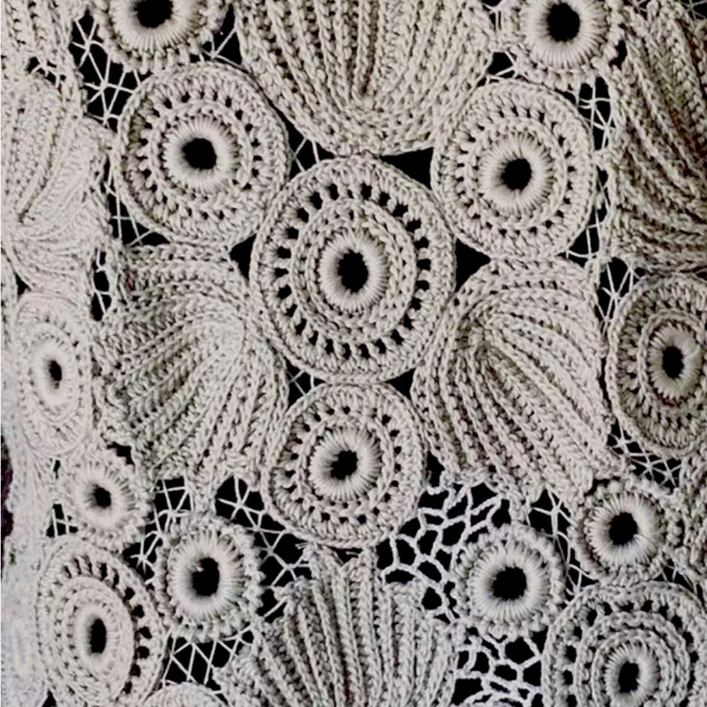 Irish Lace unique Sweater handmade M grey cotton